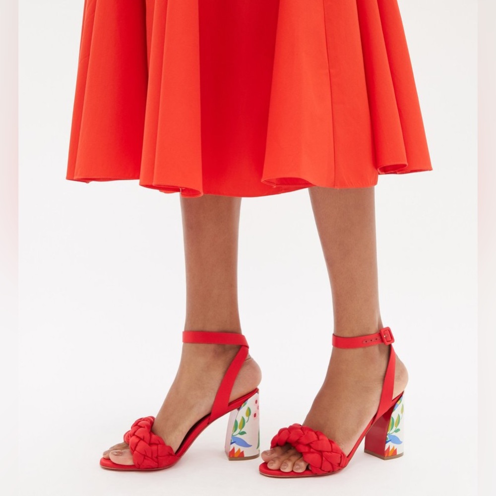 Christian Louboutin Brio 85mm floral heel satin sandals - Picture 2 of 10